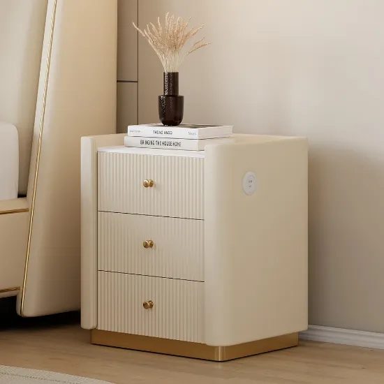 Picture of Sernifi Natural wood Nightstand - 3 Drawers
