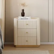 Picture of Sernifi Natural wood Nightstand - 3 Drawers