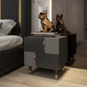 Picture of Denize Modern Black & Gray Nightstand - 2 drawers 