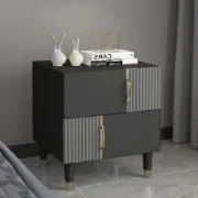 Picture of Denize Modern Black & Gray Nightstand - 2 drawers 