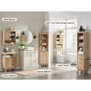 صورة خزانة حمام خشب طبيعي - برونز