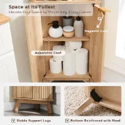 صورة خزانة حمام خشب طبيعي - برونز