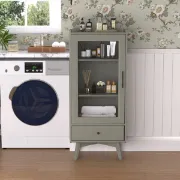 Picture of White Daquarius Freestanding Tower Accent Cabinet with Drawer