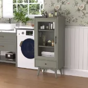 Picture of White Daquarius Freestanding Tower Accent Cabinet with Drawer