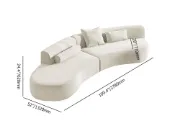 صورة Modern White Curved Velvet Sectional Sofa 2 Piece 4-Seater Chaise with 3 Pillows