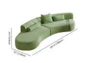 صورة Modern White Curved Velvet Sectional Sofa 2 Piece 4-Seater Chaise with 3 Pillows