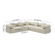 صورة Modular White Velvet L-Shape Sectional Sofa