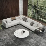 Picture of Bronze L-Shaped Sectional Natural wood