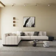 Picture of Bronze L-Shaped Sectional Natural wood