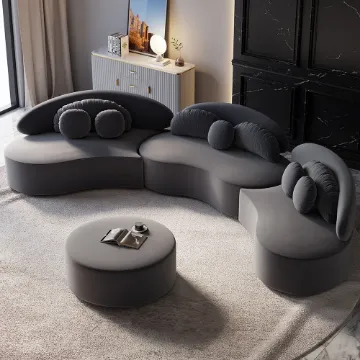تفاصيل روتانا – كنبة أرضية منحنية بتصميم فني – 3 قطع- خشب طبيعي صورة روتانا – كنبة أرضية منحنية بتصميم فني – 3 قطع- خشب طبيعي
