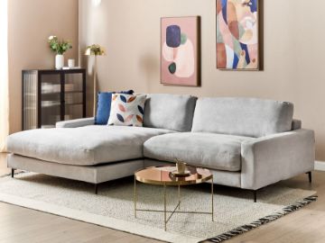 Show details for Malvena Right-Hand L-Shaped Fabric Sofa – Natural Wood Picture of Malvena Right-Hand L-Shaped Fabric Sofa – Natural Wood