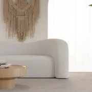 Picture of Modern 67 White Boucle Upholstered Curved 2 Seater Sofa for Living Room
