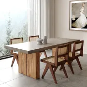 Picture of Natural Wooden Dining Table with Modern Design - Monello