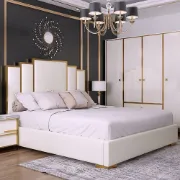 صورة سرير ريجاليا لوكس المبطن – أناقة الأبيض والذهبي