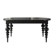 Picture of Elegant Black Oval Dining Table with Sculpted Legs