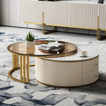 Show details for Riviera Coffee Table – Natural Wood & Luxe Dual Tops Picture of Riviera Coffee Table – Natural Wood & Luxe Dual Tops