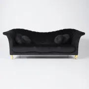 Picture of Black Velvet Sofa - 3-Seater with Luxury Gold Legs - LONARA
