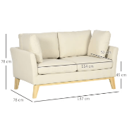 Arvella – 2-Seater Sofa with Elegant Fabric & Natural Wood Frame
