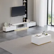 Ardena Living Ensemble – Natural Wood TV Unit & Table Set