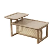 Picture of Canora Rattan Natural Wood Coffee Table – Boho Minimalism