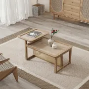 Picture of Canora Rattan Natural Wood Coffee Table – Boho Minimalism