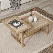 Picture of Canora Rattan Natural Wood Coffee Table – Boho Minimalism