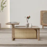 Picture of Canora Rattan Natural Wood Coffee Table – Boho Minimalism