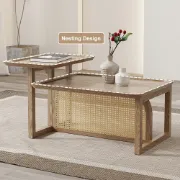 Picture of Canora Rattan Natural Wood Coffee Table – Boho Minimalism