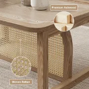 Picture of Canora Rattan Natural Wood Coffee Table – Boho Minimalism
