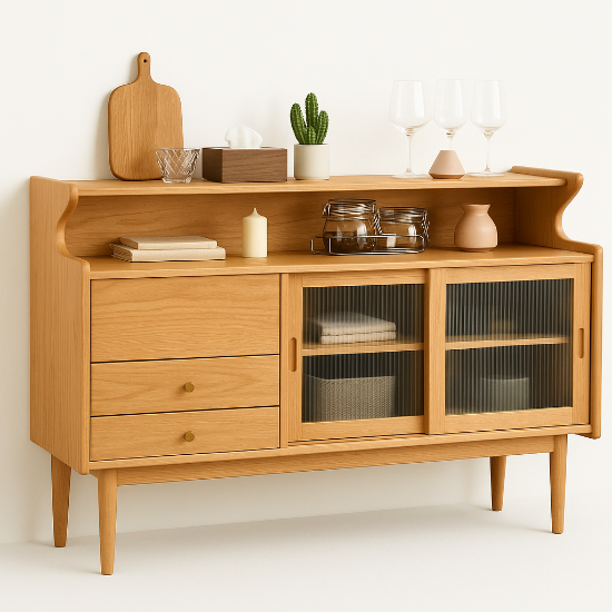 Picture of Crase Mid-century and Modern Natural wood Sideboard