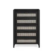 Zaria - Natural wood storage unit with rattan fronts.