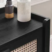 Zaria - Natural wood storage unit with rattan fronts.