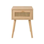 Lunita – Natural Wood & Rattan One-Drawer Bedside Table