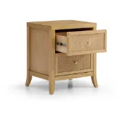 Rhea Natural woos & Rattan - Nightstand with 2 Drawers