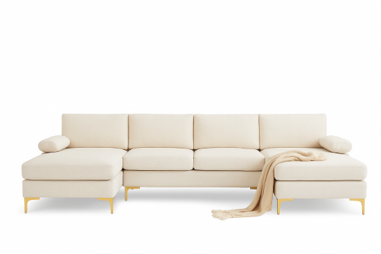 Picture of Modern Corner Sofa – Natural Wood – Elegance