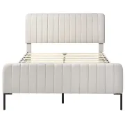 Vestra Channel Tufted Upholstered Bed-Natural Wood