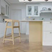 Picture of Elvo Modern Bar Chair – Natural Wood & Upholstered Seat