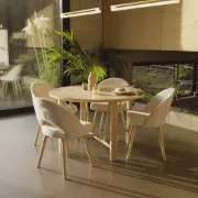 صورة ميرو  طاولة طعام دائرية – خشب طبيعي