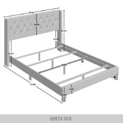 صورة سرير إڤانا خشب طبيعي – بتصميم لوح رأس منجد