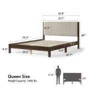 صورة سرير سيرينا خشب طبيعي  – لوح رأس مبطن