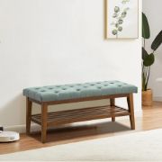 صورة ميلو – مقعد أحذية من الخشب الطبيعي مع بطانة قماش