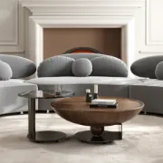 صورة طقم طاولات أوربيتا – تصميم وعاء من الخشب الطبيعي مع طاولة جانبية زجاجية