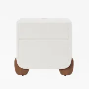 Picture of Milo Nightstand – Natural Wood  & Soft Upholstery with Sculpted Wood Legs