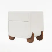 Picture of Milo Nightstand – Natural Wood  & Soft Upholstery with Sculpted Wood Legs