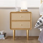 Picture of Avira Nightstand – Natural Wood with Golden Legs