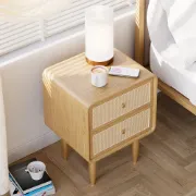 Picture of Avira Nightstand – Natural Wood with Golden Legs