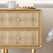 Picture of Avira Nightstand – Natural Wood with Golden Legs