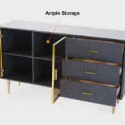 صورة سايدبورد بار جلازينو من الخشب الطبيعي – أبواب زجاج ولمسات ذهبية