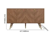 Picture of Zovaya Natural Wood Sideboard – Herringbone Doors with Brass Accents