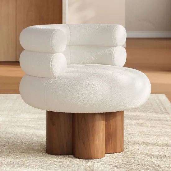 Picture of Polla Round Lounge Chair – Triple Backrest & Solid Wood Base